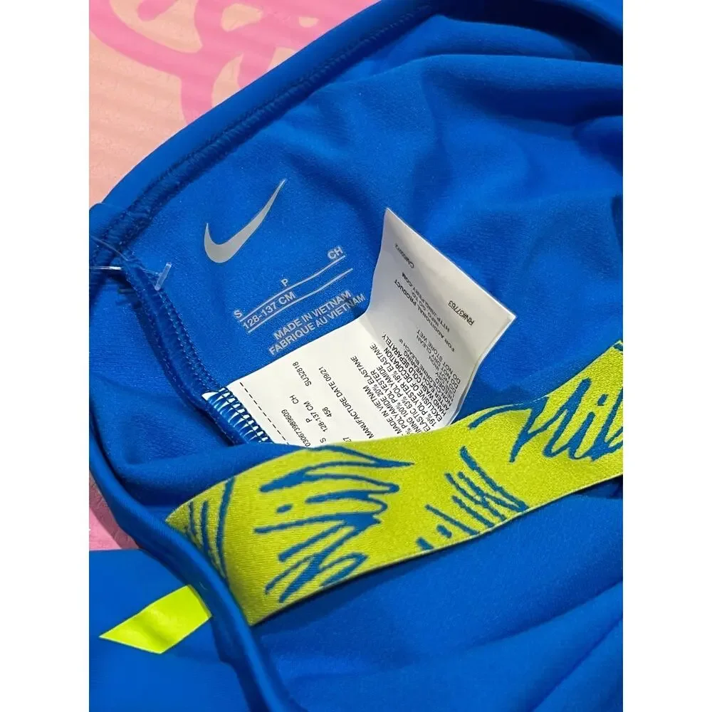 NWT❤️NIKE KIDS CONTRASTING SIDE LOGO PRINTED ONE PIECE SWIMSUIT szS
